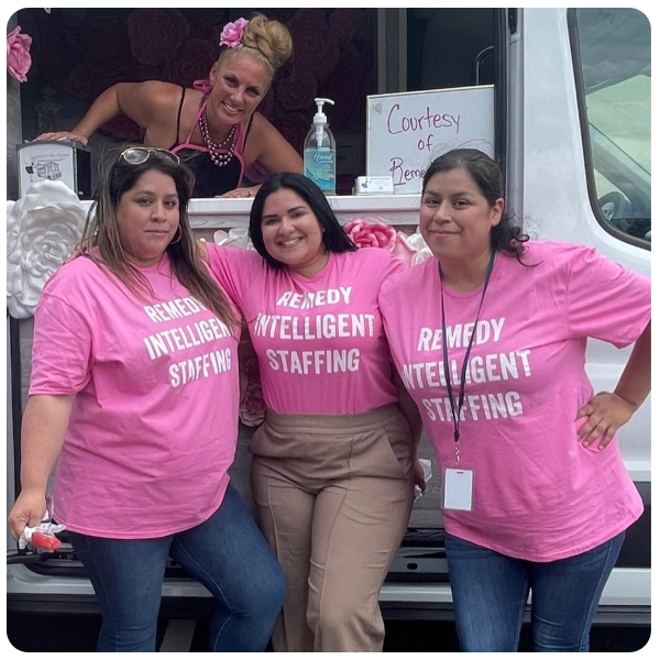 ladies in pink t-shirts